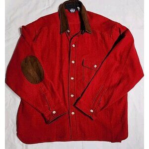 VTG Woolrich Shirt Jacket Mens XL Red Patches Wool Blend 70s Made In USA Shacket